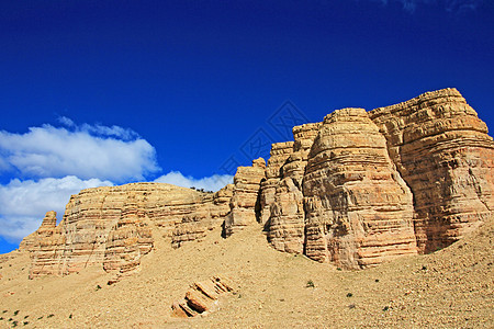 阿根廷丘布特河谷美丽的荒地地质学风景岩石山脉游客沙漠旅游路线侵蚀远足图片