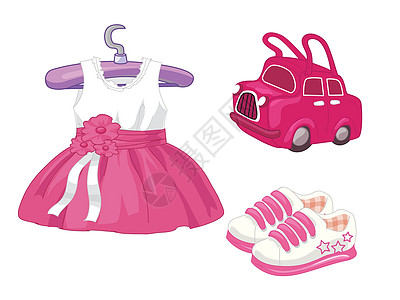 粉色芭比娃娃女婴套装 - 用于设计和剪贴簿插画