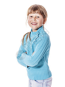 自信的小女孩快乐女孩幸福福利孩子乐趣喜悦活力蓝色童年图片