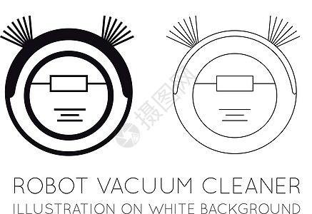 在白色背景上的机器人真空吸尘器 它制作图案矢量图片