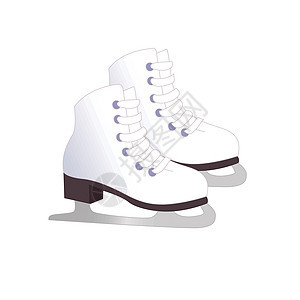 白色经典冰样溜冰鞋 体育设备 矢量说明 在白色背景上被隔离图片