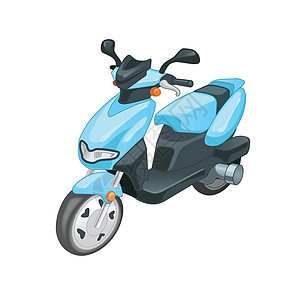 孤立在白色背景上的蓝色滑板车摩托车 它制作图案矢量图片