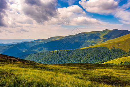 夏季喀尔巴阡山山脉天空顶峰草地旅游绿色山坡蓝色远足环境旅行图片