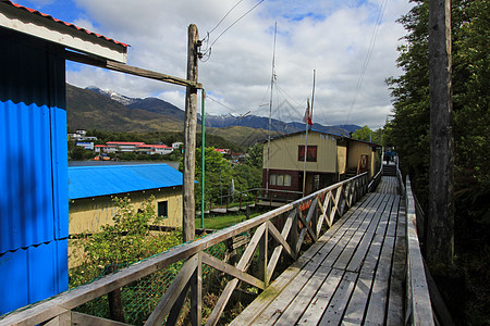 惠灵顿群岛伊登港 智利南部Fiords途径建筑海洋拉丁人行道行人旅行木头峡湾房屋图片