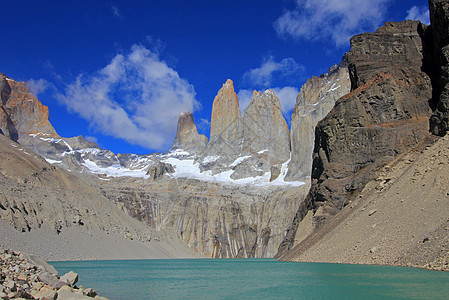智利帕塔哥尼亚国家公园的三个塔楼旅游天空旅行岩石花岗岩顶峰远足地标痛苦首脑图片