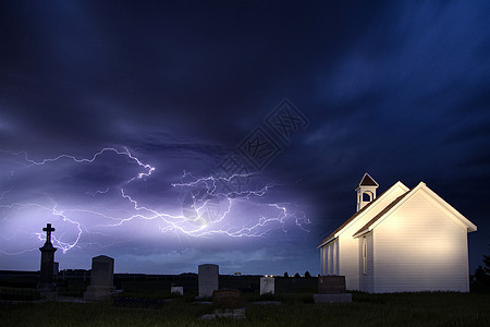 风暴和乡村教会草原农村教堂危险历史戏剧性雷雨国家历史性天空图片