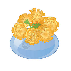 有黄色花朵的花瓶 白色背景上隔开的彩色平整光滑图标图片