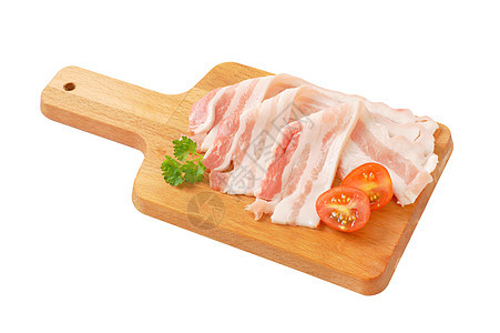 薄鲜边猪肉片条纹食物砧板熏肉图片