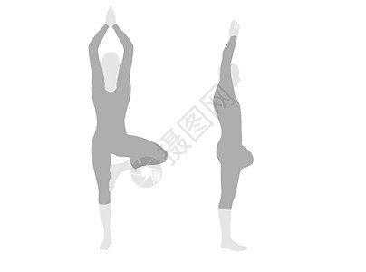 瑜伽 Pos 的插图姿势眼镜蛇女士训练女孩数字运动身体黑色健身房图片