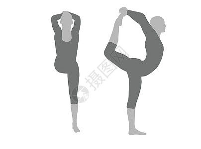 瑜伽 Pos 的插图姿势黑色训练女士冥想身体女性数字眼镜蛇女孩图片