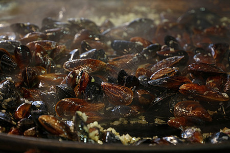 煮蒸烤烤贝贝壳 紧闭平底锅营养盘子美食洋葱烹饪食物海鲜油炸图片