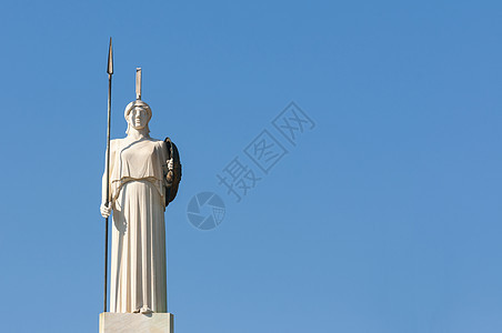 古典雅典娜雕像纪念碑柱子艺术神话文化晴天地标天空旅游头盔图片