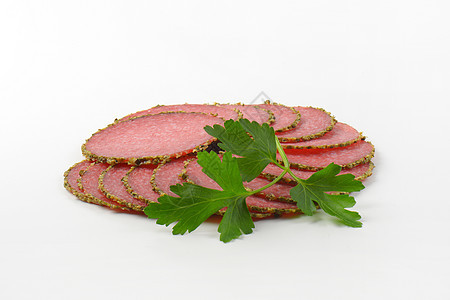 胡椒沙拉米辣椒片青椒猪肉牛肉涂层肉制品盘子食物冷盘图片
