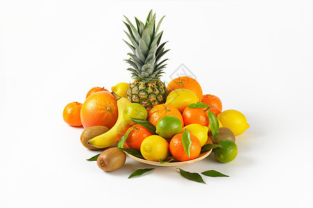热带水果类种奇异果异国橙子情调柠檬菠萝香蕉盘子团体食物图片