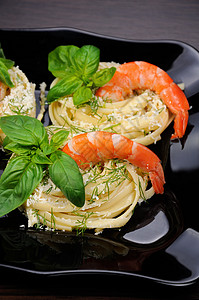 养虾的意大利面宴会油炸午餐食物糖尿病时间自助餐海鲜面条盘子图片