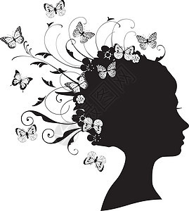 矢量花海白色花朵标识女士女性插图艺术叶子魅力发型图片