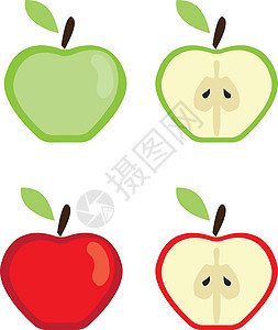 矢量苹果 se水果红色白色艺术插图种子绿色饮食叶子食物图片