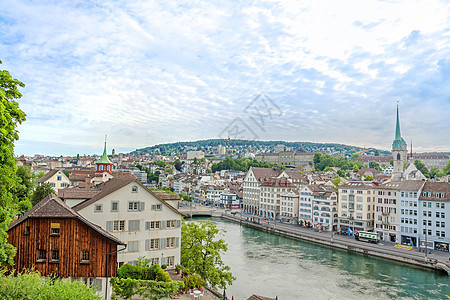 Limmat与Limmatquai 瑞士苏黎世市中心图片
