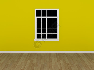 在空房间里的黄色墙上的窗口图片