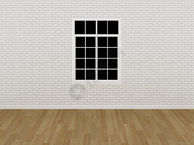 白砖墙上的窗口 3d图片