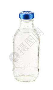 瓶装淡水苏打玻璃蓝色液体饮料矿物食物图片