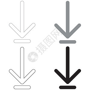 向下箭头或装入符号的黑色和灰色图标背景图片
