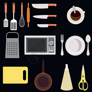 厨房和烹饪场所 单独矢量平板插图图片