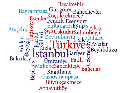 土耳其城伊斯坦布尔以字云为单位的分区图片