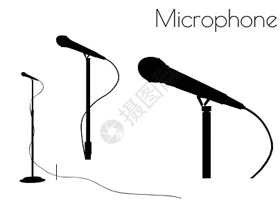 白色背景的麦克风光影图片