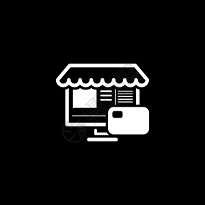 在线商店图标 经营理念体验黑色监视器网络服务电脑银行卡按钮付款商业图片
