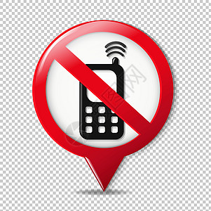没有手机信号细胞艺术戒指横幅圆形标语警告按钮插图红色图片