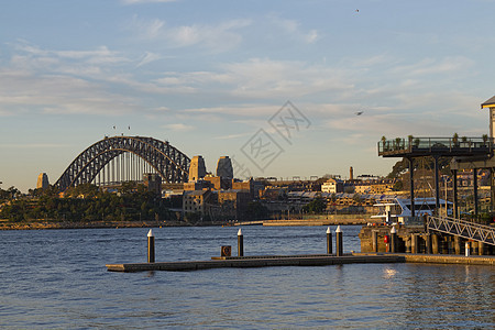 澳大利亚悉尼港桥日落时从皮蒙特观察到港口建筑建筑学城市天际地标吸引力旅游市中心旅行图片