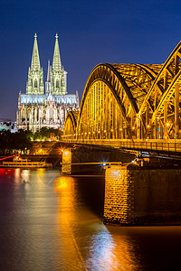 德国科隆大教堂主场地标城市建筑照明教会旅游吸引力建筑学背景