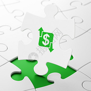 商业概念 拼图背景的融资金融游戏3d解决方案渲染公司库存伙伴交换绿色背景图片