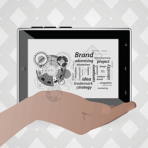 Brand 概念 灰色背景的登记互联网屏幕品牌战略网络电脑组织产品人士创新图片