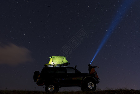扎营夜空 观看星宿;背景图片