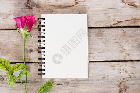 红玫瑰花花和古典书 在情人节的木上图片