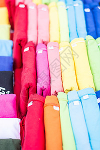 户外市场多彩布料 杂碎的多种颜色混合商品坡度广告服饰裙子纺织品销售零售袖子蓝色图片
