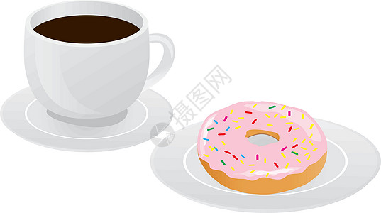 咖啡和甜甜圈插图传单甜点菜单食物小吃横幅早餐面包蛋糕图片
