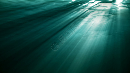 现实水下高品质的海洋波浪 光线照亮 计算机图形显示浮游射线海景阳光潜水员生物海浪潜水波纹表面图片