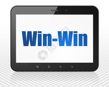 业务概念 Tablet Pc 计算机与双赢在显示器上图片