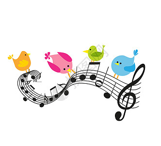 与鸟的音符问候语动物音乐会夜莺歌曲海浪音乐小鸟卡片旋律图片