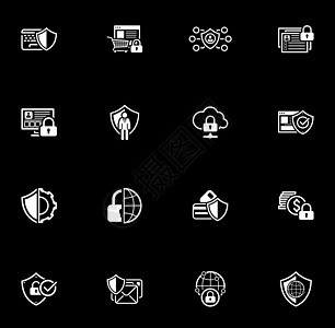 平面设计保护和安全图标集笔记本电脑标识全球插图技术密码挂锁互联网数据背景图片