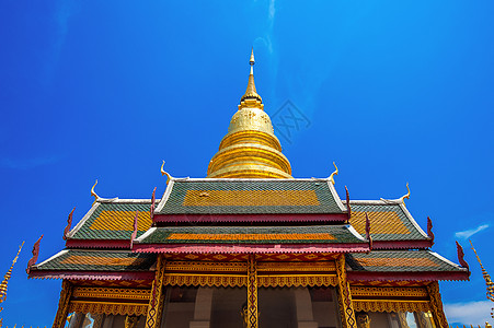 在泰国兰芬的哈里本猜金塔佛塔游客宝塔地标遗产文化蓝色艺术旅游崇拜图片