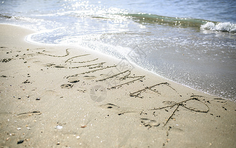 沙滩海浪沙滩上写的信海滩棕色数字金子脚本收藏字母英语拼写公司背景