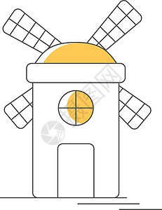 汽轮机转子带阴影的风车或磨线图标 它制作图案矢量面包插图小麦力量螺旋桨建筑标识活力国家农业插画