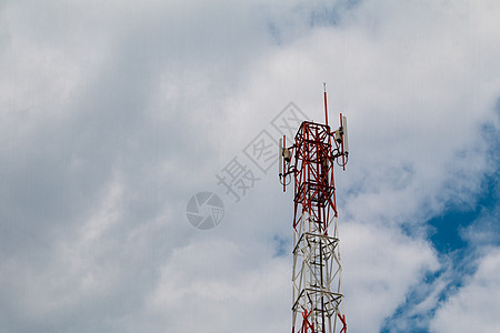 高信号塔桅杆蓝色电话全球工程天空互联网通信技术播送背景图片