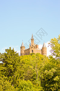 霍亨佐伦城堡的景象遗产旅行建筑景观蓝色全景风景历史旅游堡垒图片
