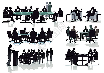 商务会议讨论插画营销组织沟通工作女性头脑同事人士桌子团队图片