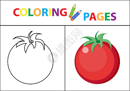 着色书页 素描轮廓和颜色版本 为孩子们着色 子女教育 矢量图艺术快乐艺术品卡通片玩具绘画乐趣婴儿孩子图书图片